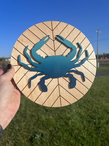 Ombré Blue Crab Hand Painted Sign