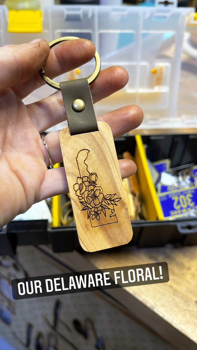 Delaware Floral Keychain – Happy Camper Design Co.