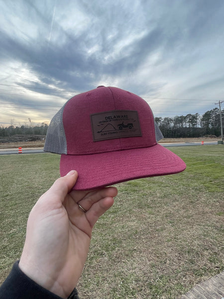 Maroon Surf Tag Leather Patch Hat