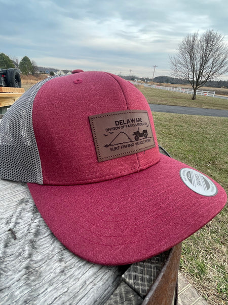 Maroon Surf Tag Leather Patch Hat